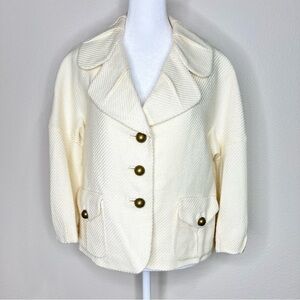 Antonio Melani Ivory Wool Blend 3/4 Sleeve Blazer Jacket Sz 8